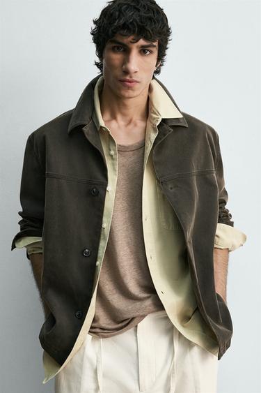 BLOUSON COUPE BOXY DÉLAVÉ - Marron de Zara - Image 5