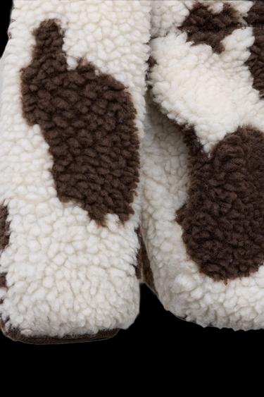 COW PRINT FAUX SHEARLING JACKET - Brown by Zara