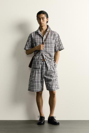 ÁO SƠ MI DÁNG RELAXED FIT KẺ CA RÔ - Màu đen/Trắng từ Zara