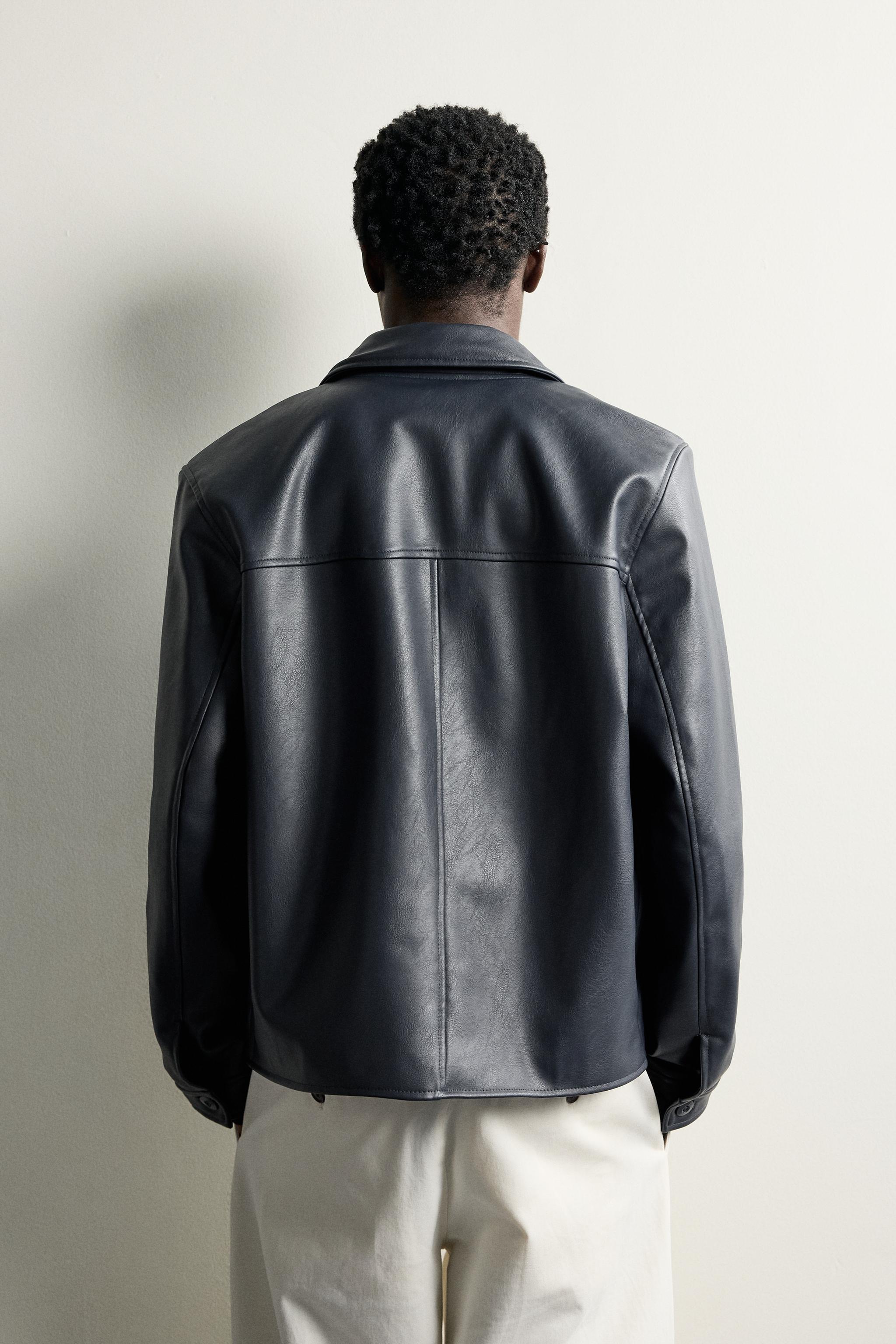 BLOUSON REGULAR FIT EFFET MATIÈRE SYNTHÉTIQUE