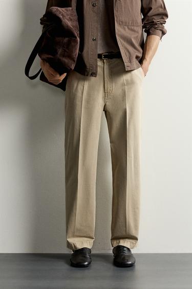 WASHED RELAXED FIT CHINO TROUSERS - Beige by Zara