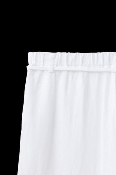 PANTALÓN RECTO CORDÓN CON LINO - Blanco roto de Zara