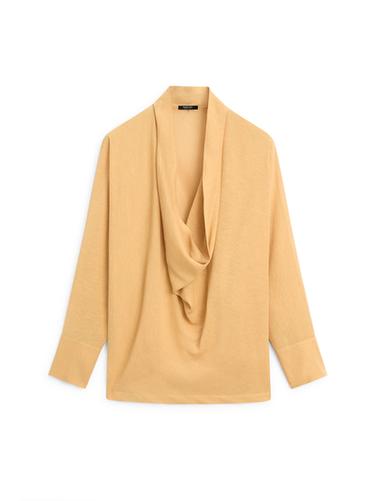 Zara Flowing blouse with draped neckline - Mustard