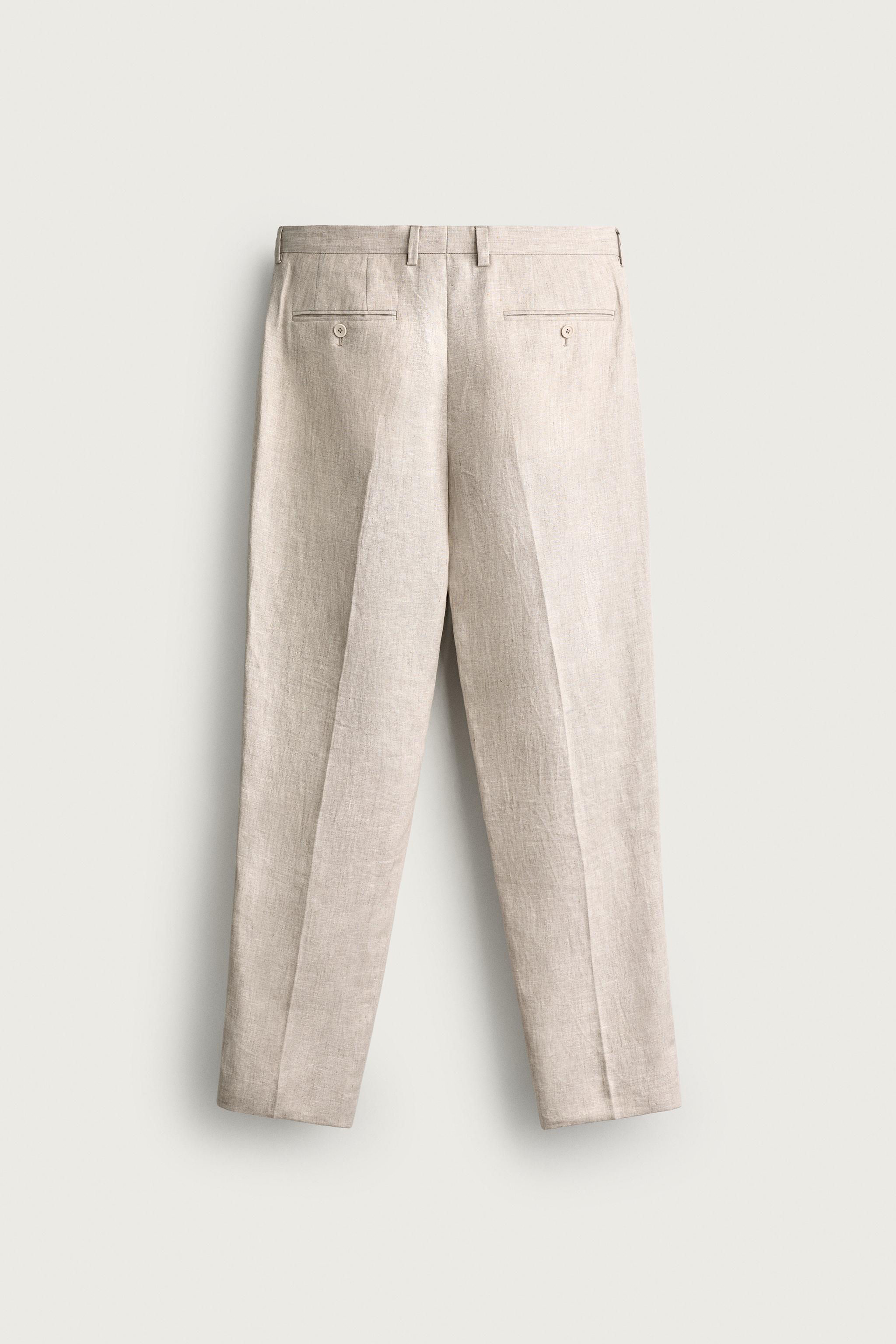 Мужские брюки Zara 100% LINEN SUIT PANTS — фото 8