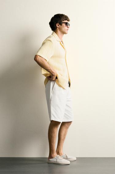 CHEMISE REGULAR FIT JACQUARD RAYURES - Jaune de Zara - Image 3