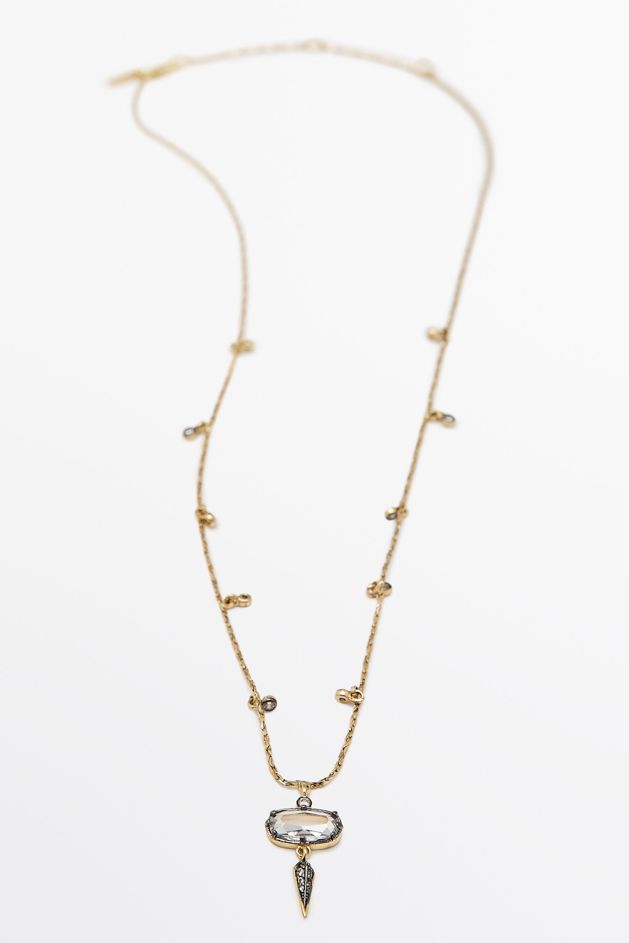 Antique crystal piece necklace — Golden