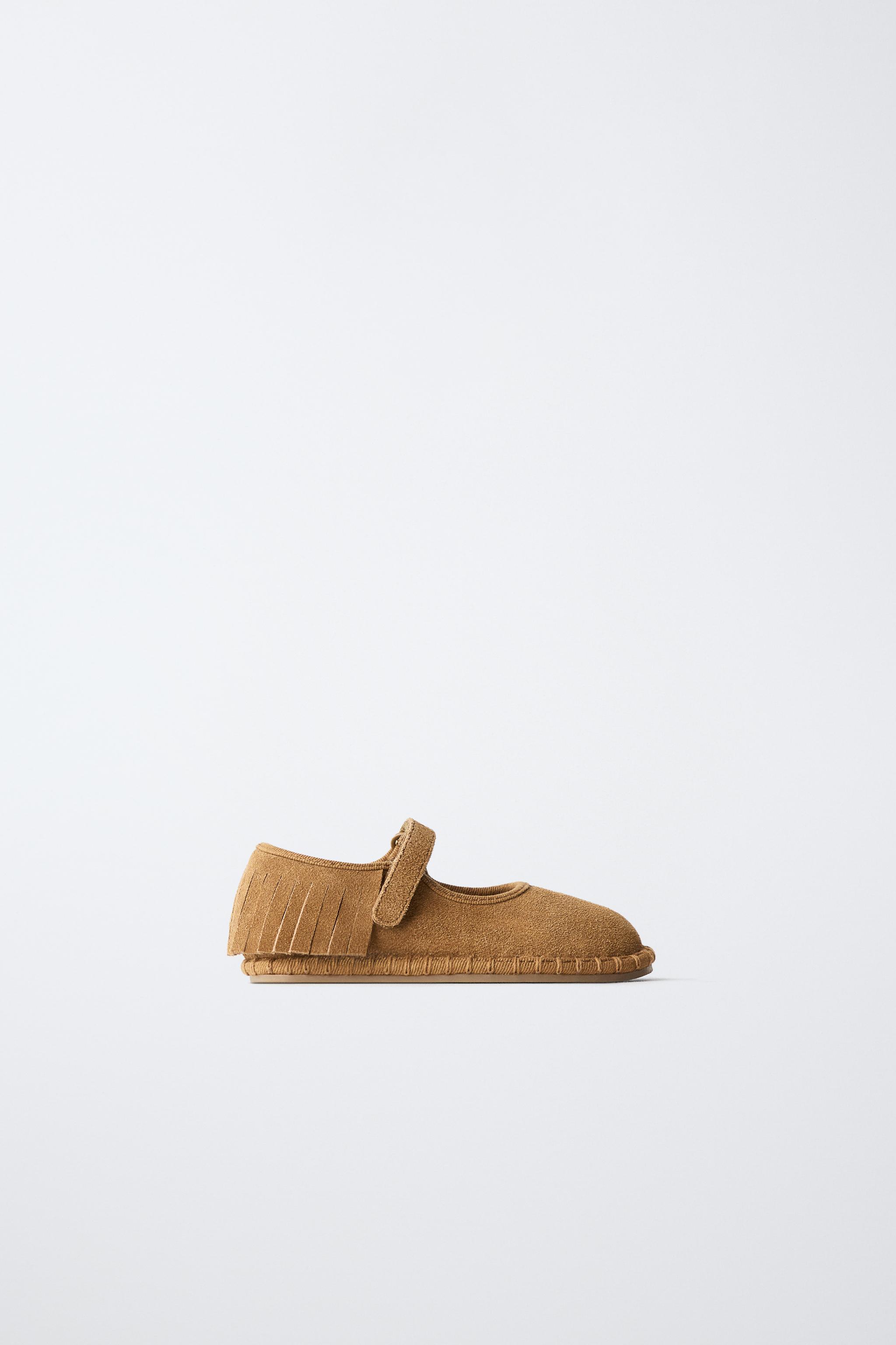 Обувь Zara LEATHER FRINGED BAREFOOT BALLET FLATS