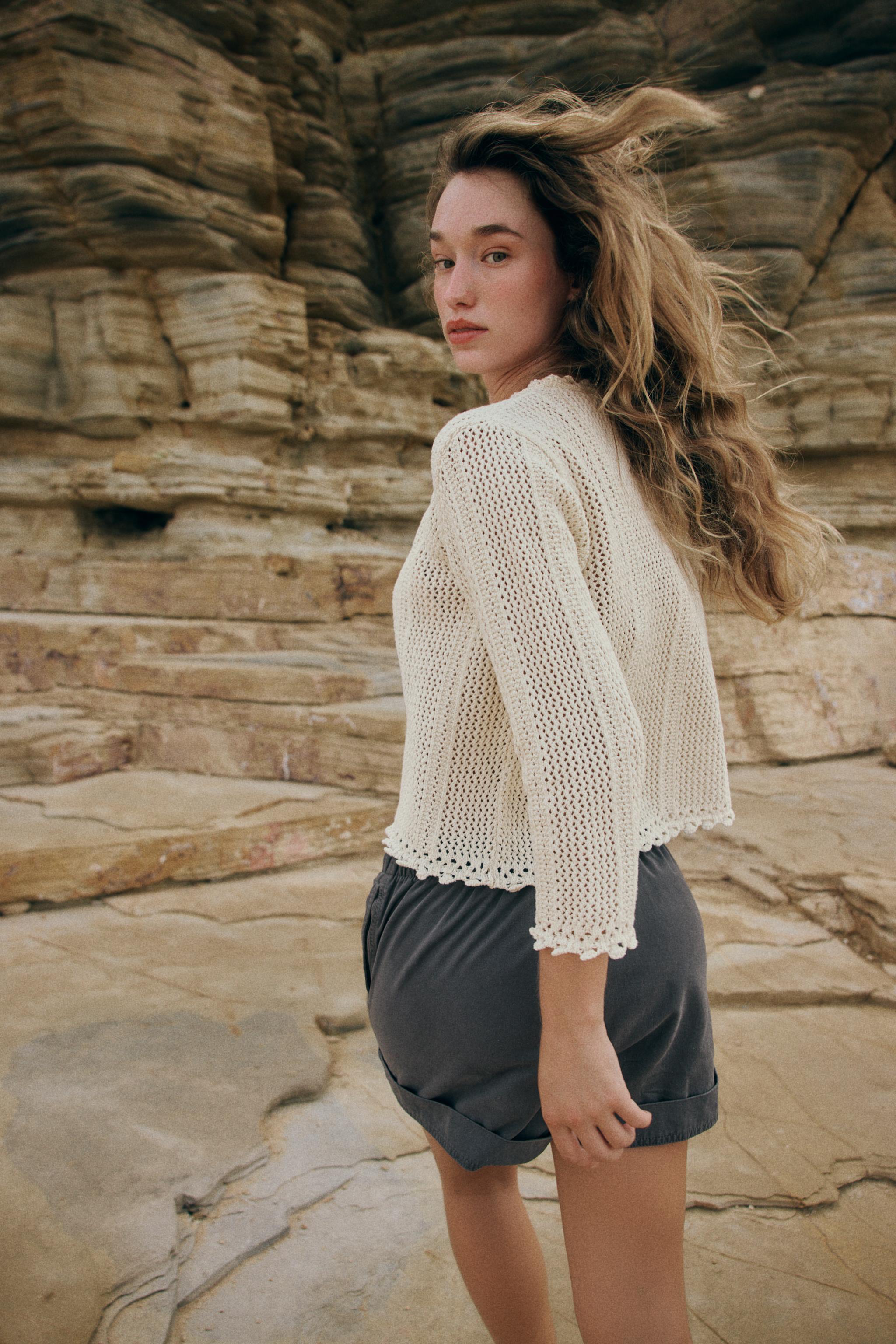 POINTELLE KNIT CARDIGAN - Mid-ecru | ZARA United States