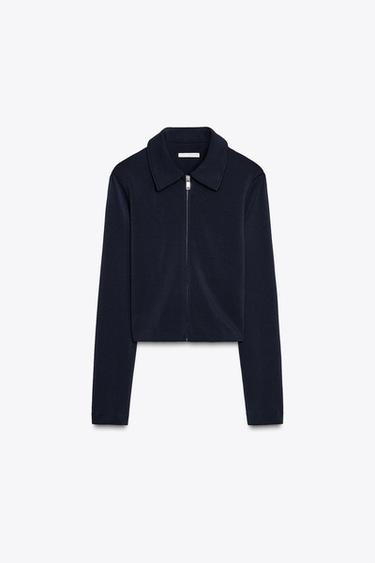 CHAQUETA CREPE CREMALLERA - Marino de Zara - Imagen 0