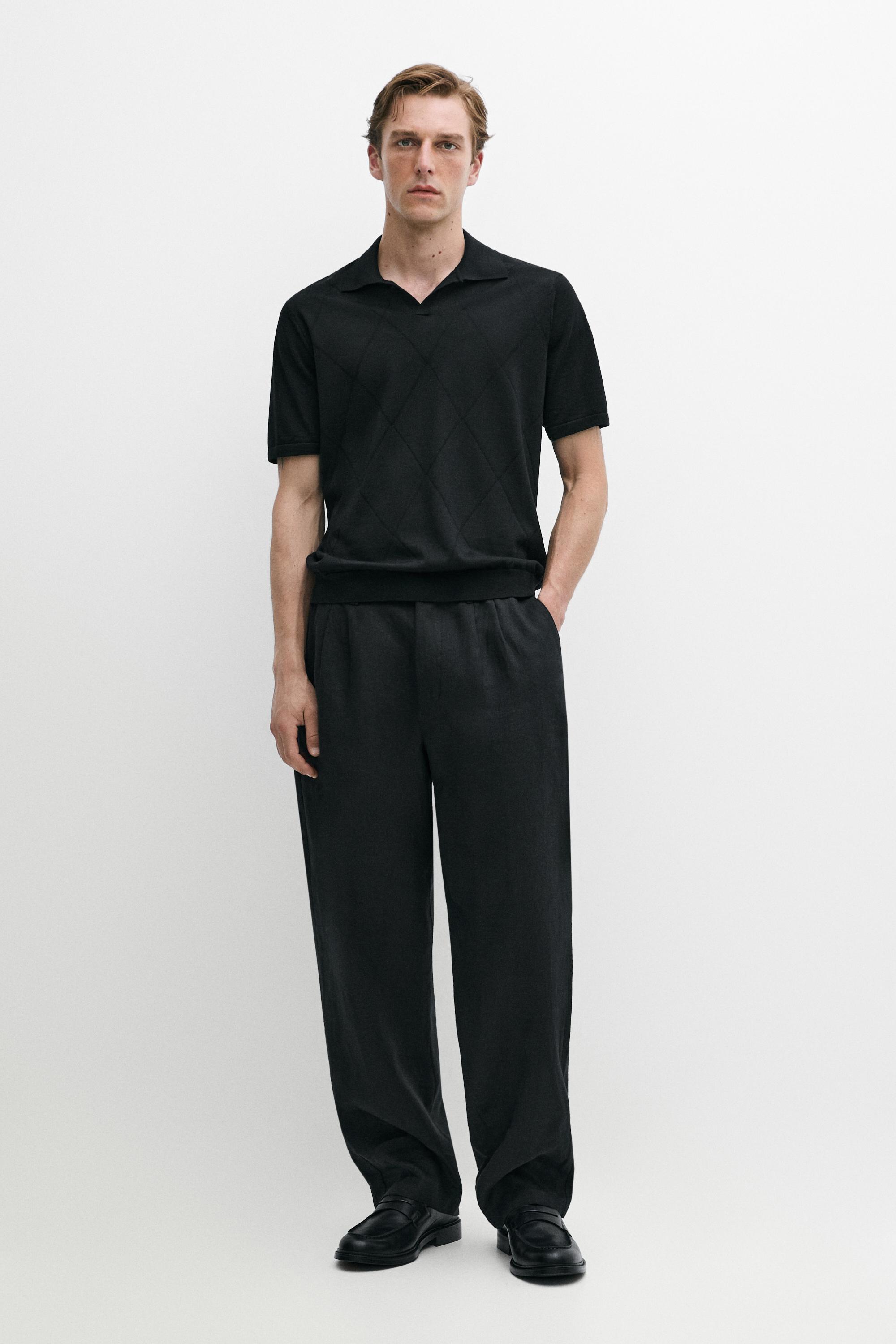 Argyle knit polo sweater — Black