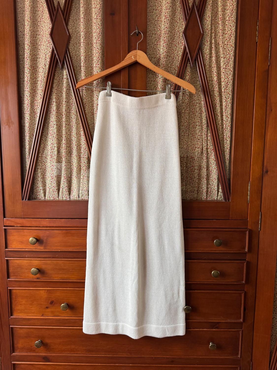 LINEN BLEND PLAIN KNIT MIDI SKIRT - Image 4