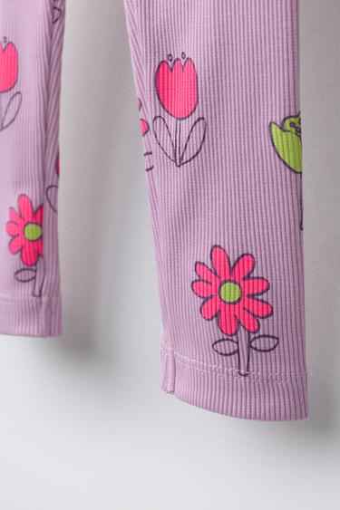 PRINTED RIBBED LEGGINGS - Light mauve by Zara - Image 3