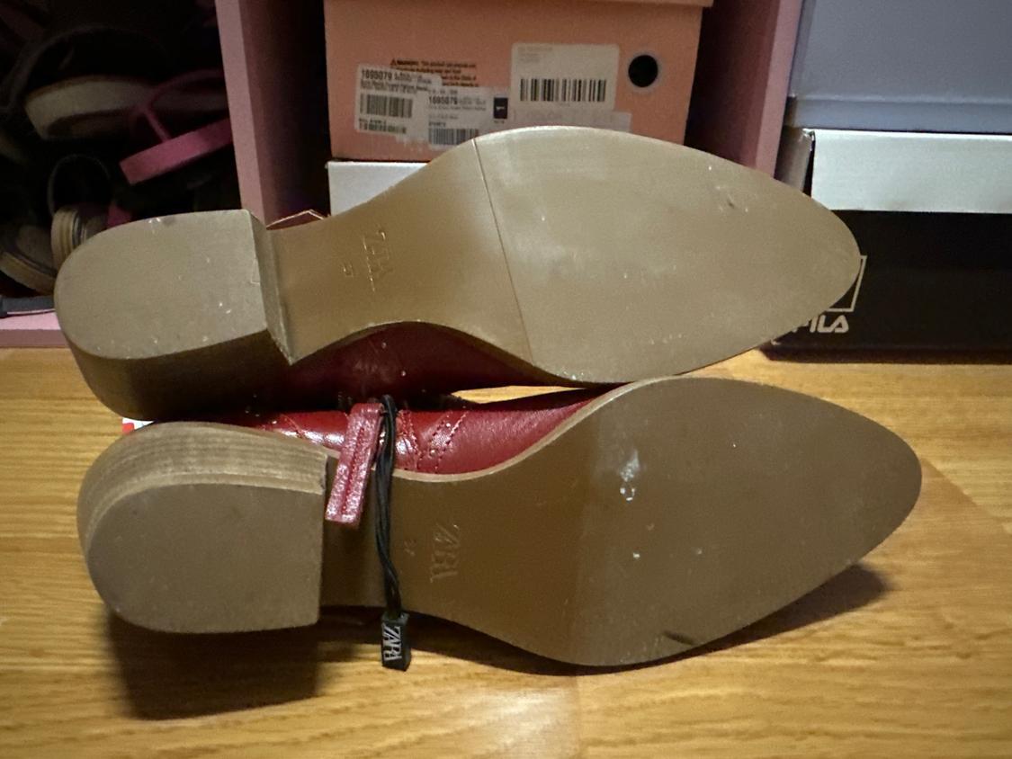 LEATHER RED WINE COWBOY BOOTIES - Image 4