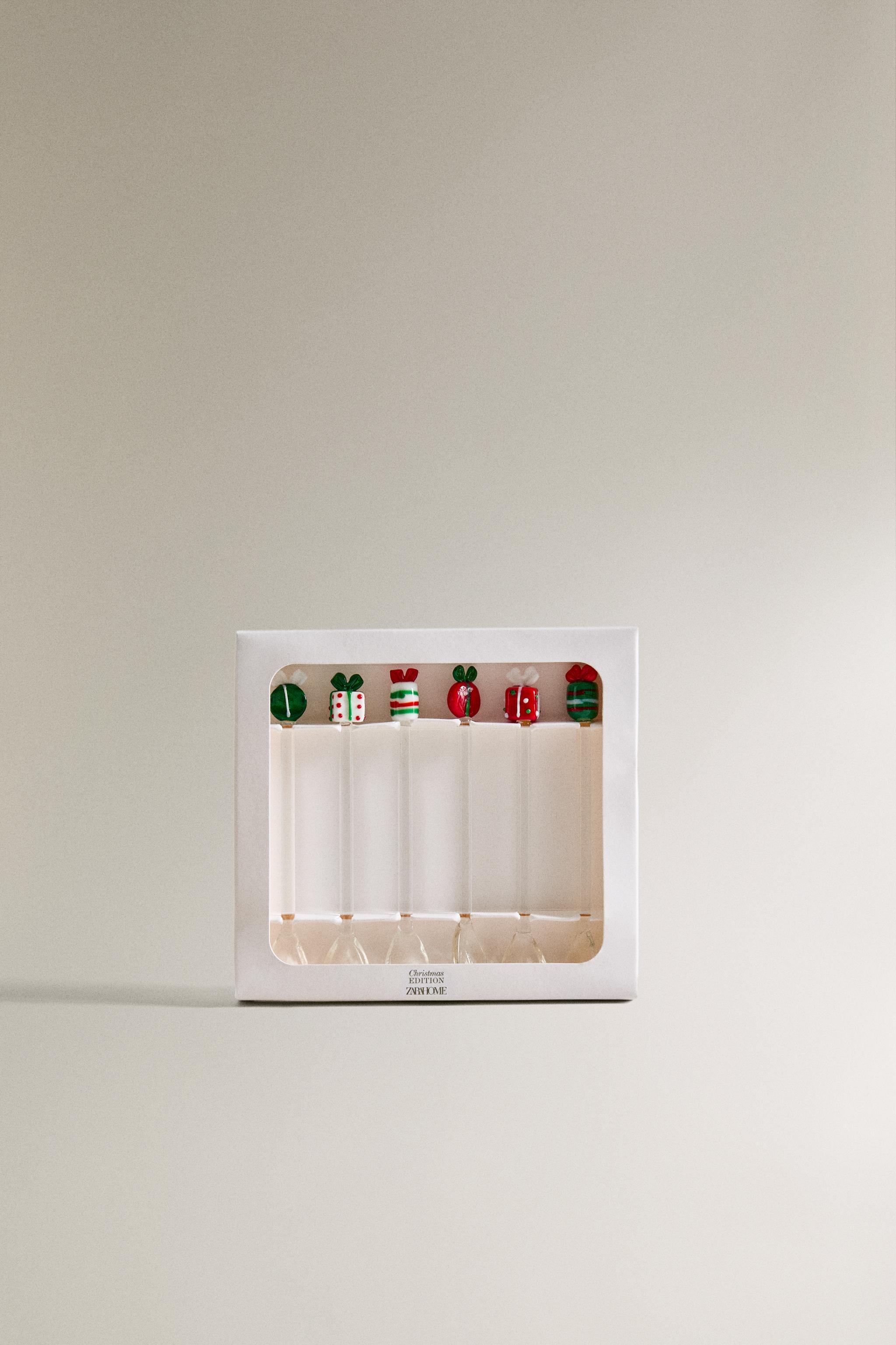 SET OF GLASS CHRISTMAS DESSERT SPOONS (SET OF 6)