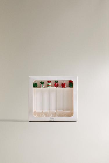 PACK OF CHRISTMAS GLASS DESSERT SPOONS (PACK OF 6) - Green by Zara - Image 3