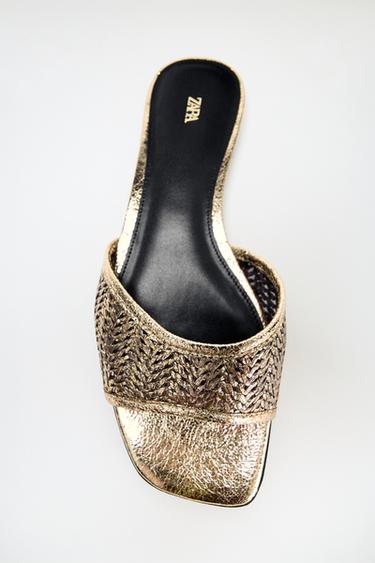 BRAIDED FLAT SANDALS - Gold by Zara