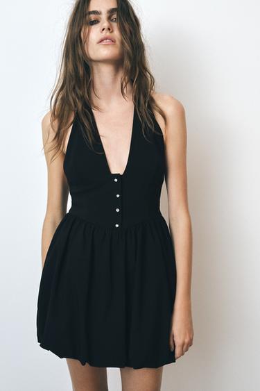 VESTITO MINI A PALLONCINO - Nero di Zara