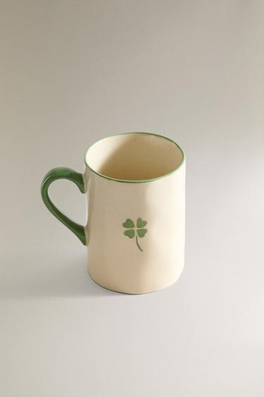 TASSE GRÈS TRÈFLE - Blanc / Vert de Zara - Image 1