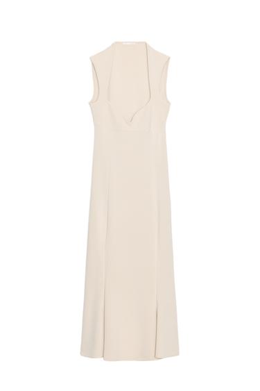 Zara SWEETHEART NECKLINE DRESS - Ecru