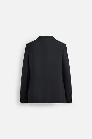 HERRINGBONE SUIT BLAZER - Navy blue by Zara - Image 7
