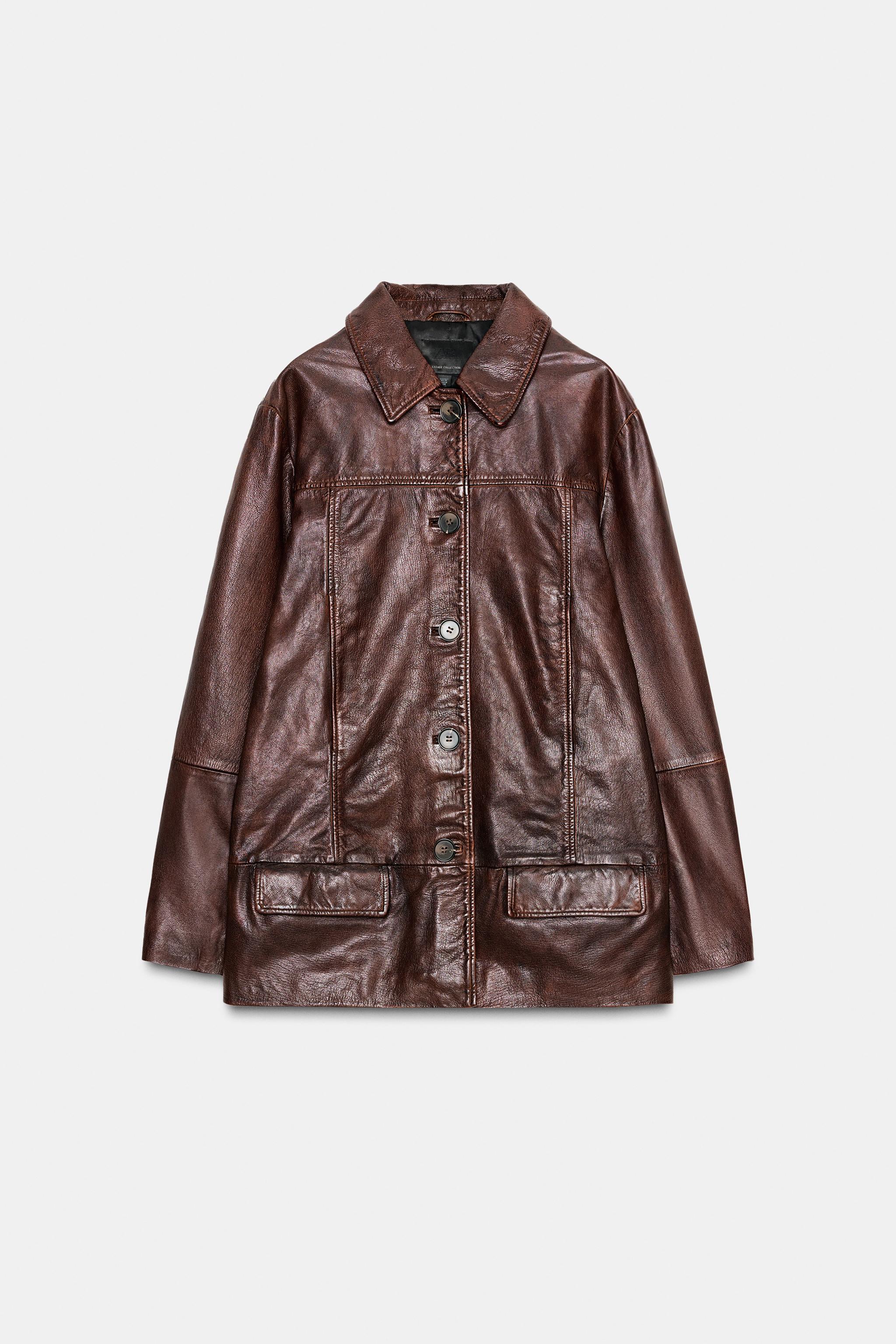 ウォッシュドレザー調ジャケット - ブラウン | ZARA Japan / 日本