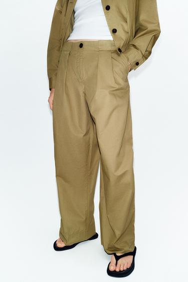 BARREL TROUSERS WITH DARTS - Khaki by Zara