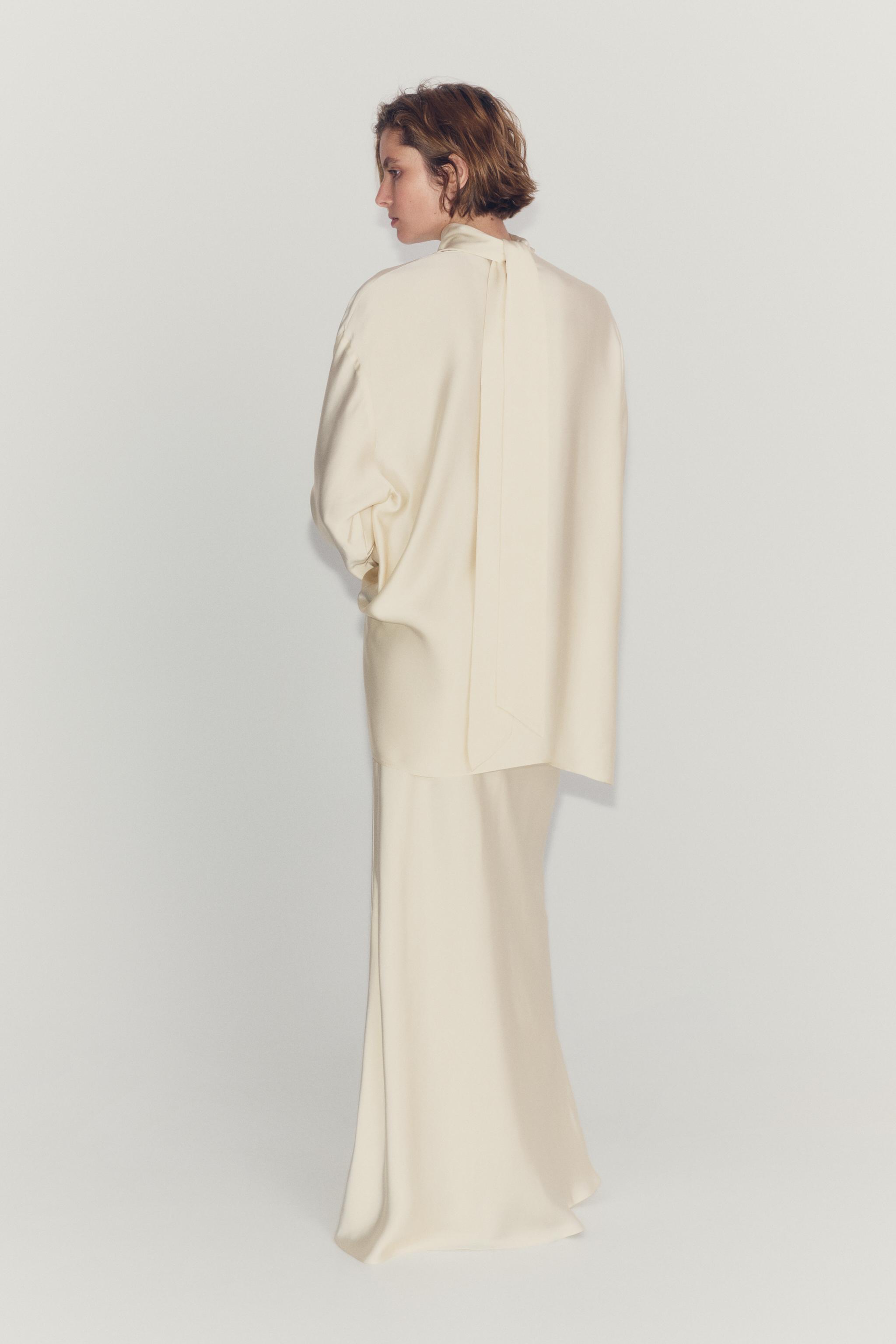 Zara ZW COLLECTION SATIN TIE SHIRT — фото 5