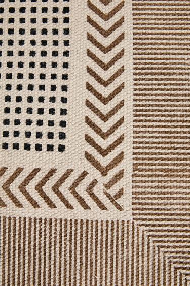 Zara RECTANGULAR COTTON AREA RUG WITH FRINGING - Multicolored