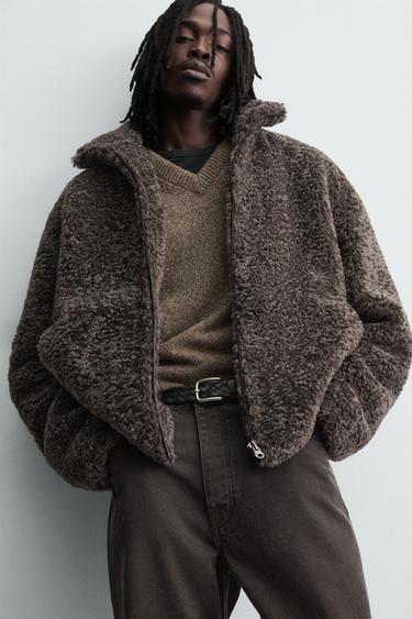BLOUSON EFFET MOUTON - Marron / Vert de Zara - Image 4