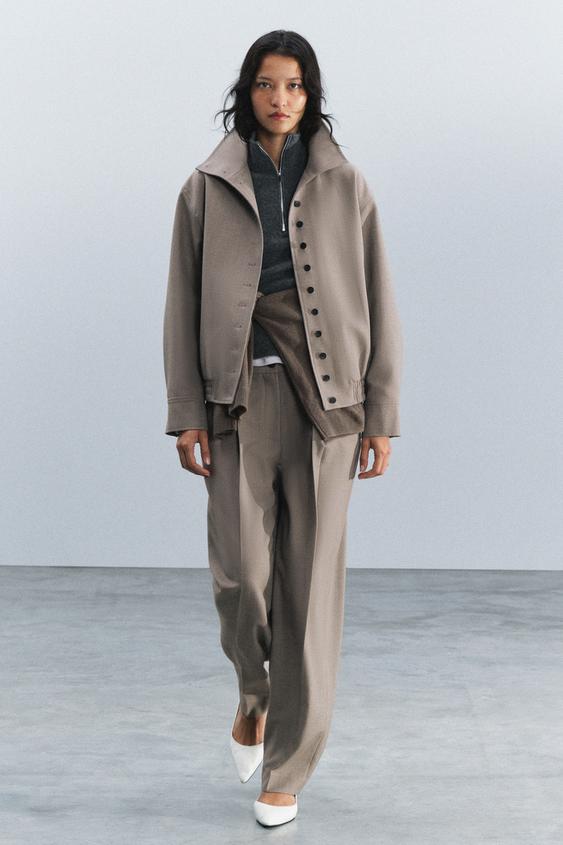VESTE AVEC LAINE ZW COLLECTION - Gris clair de Zara - Image 4