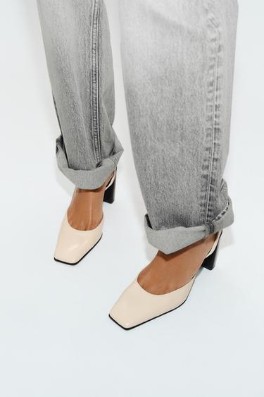 WIDE HEEL SLINGBACK SHOES — White 2