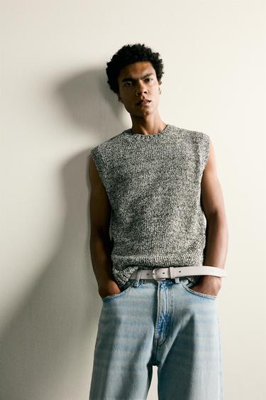 GILET EN MAILLE STRUCTURÉ - Écru de Zara - Image 5