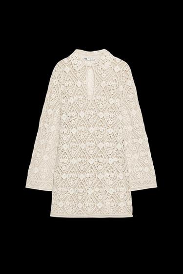 ZW COLLECTION CROCHET MINI DRESS - Beige by Zara - Image 0