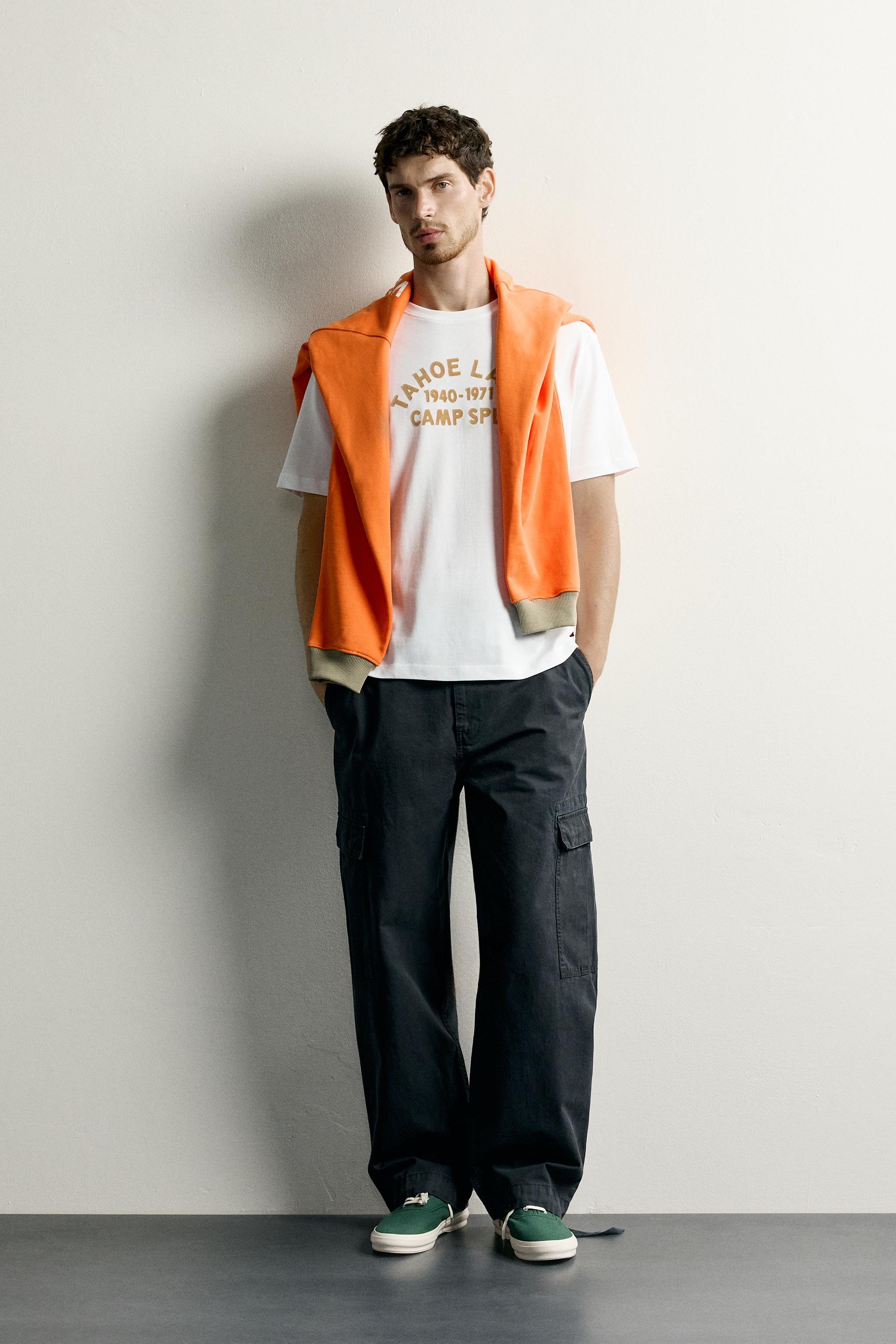 Мужские футболки Zara TEXTURED PRINT REGULAR FIT T-SHIRT