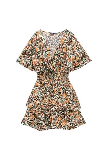 PRINTED ELASTIC WAISTBAND DRESS