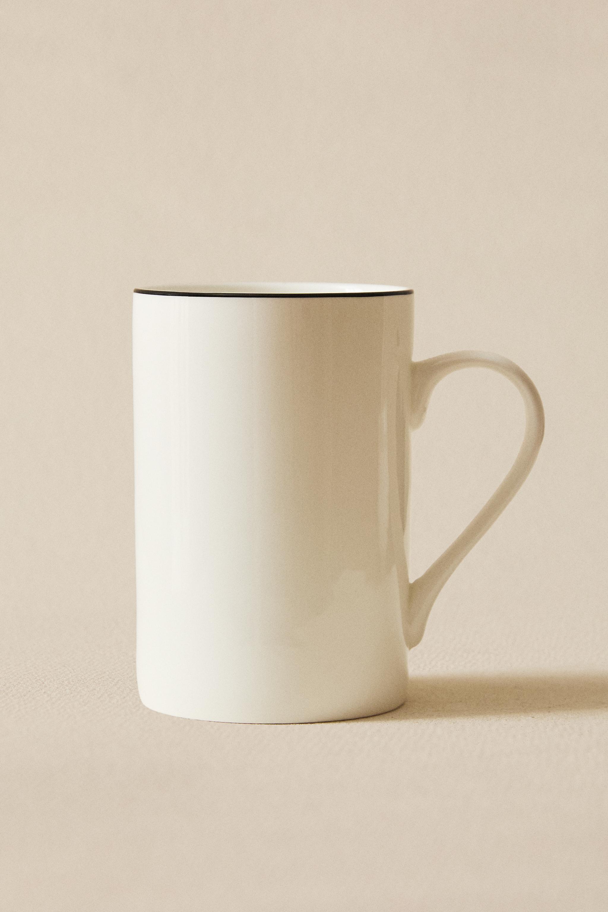 BONE CHINA MUG WITH BLACK RIM