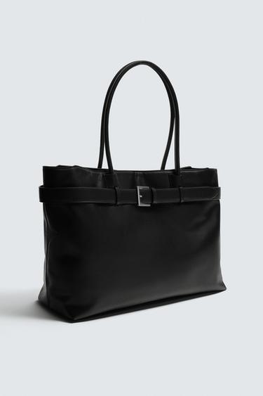 BELTED TOTE BAG - Black by Zara - Image 3