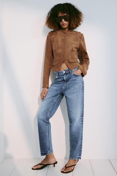 Zara Z1975 HIGH RISE MOM FIT JEANS - Mid-blue