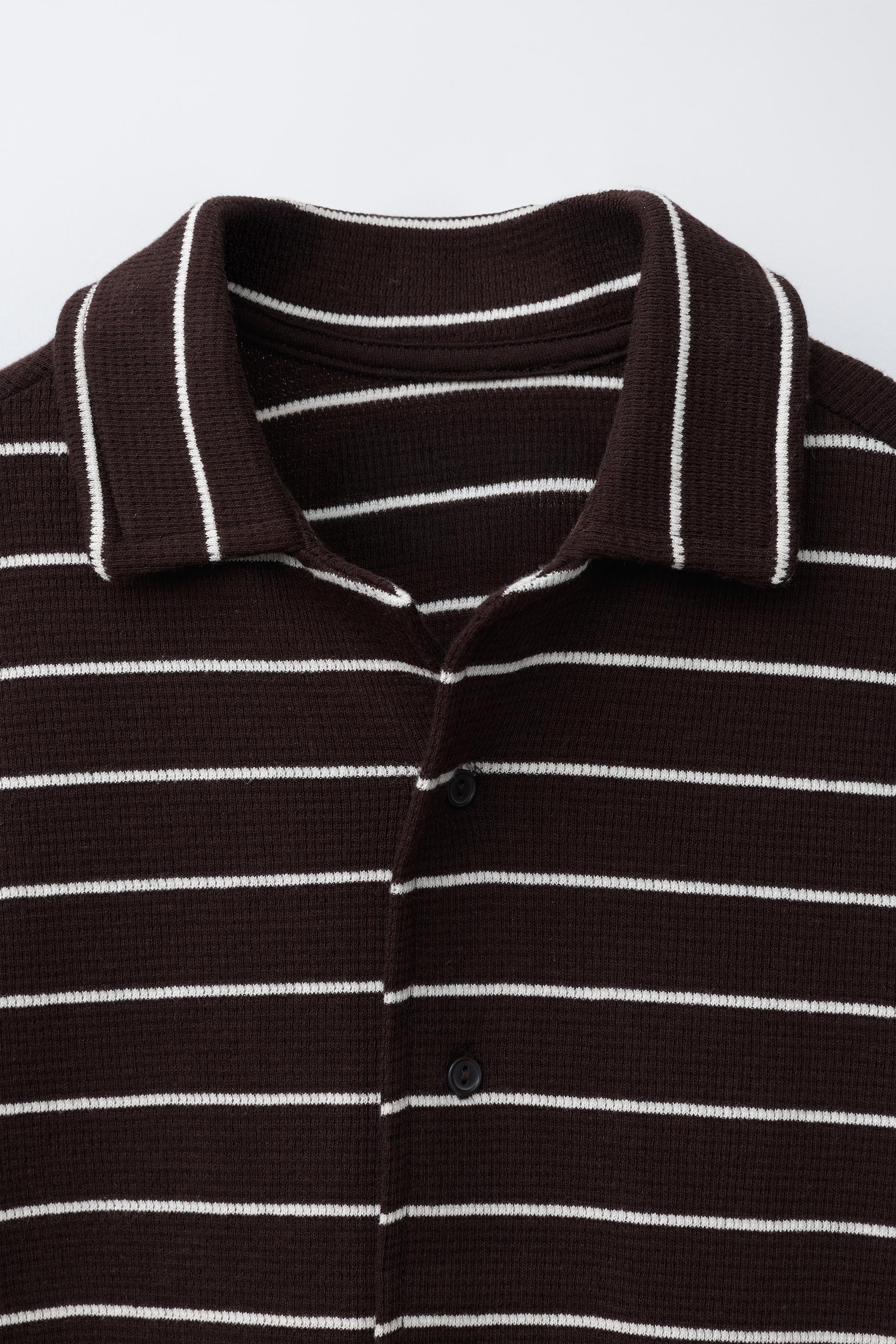 STRIPED WAFFLE SHIRT AND BERMUDA SET