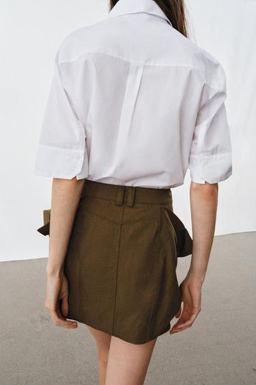 ZW COLLECTION POPLIN SHIRT WITH PLEATED FRONT - White by Zara - Image 4