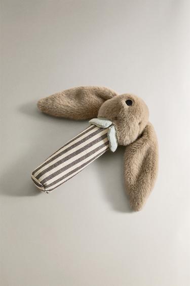 KIDS' BUNNY SOFT TOY RATTLE - Dark beige by Zara - Image 1