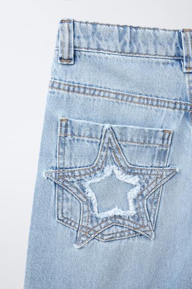 BERMUDA EN DENIM RELAXED BAGGY PIÈCE ÉTOILE - Bleu clair de Zara - Image 2