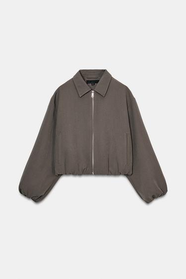 VESTE BALLON ZIPPÉE - Kaki clair de Zara - Image 6