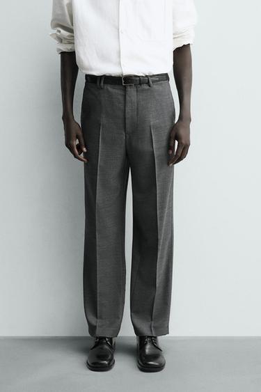 Zara COMFORT STRAIGHT FIT PANTS - Gray marl