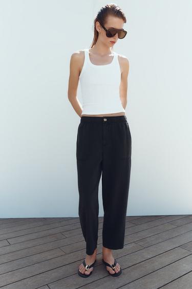 PANTALÓN CINTURA ELÁSTICA - Marino de Zara - Imagen 0