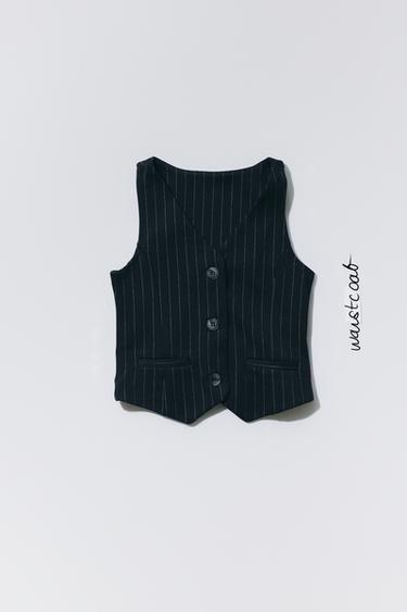Zara PINSTRIPE VEST - Navy blue