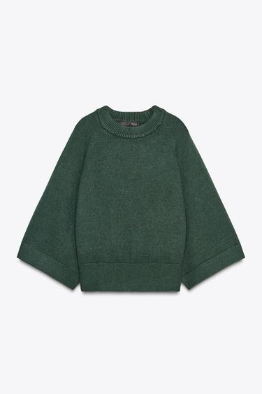 KNIT SWEATER WITH LOOSE-FIT SLEEVES - Dark green by Zara