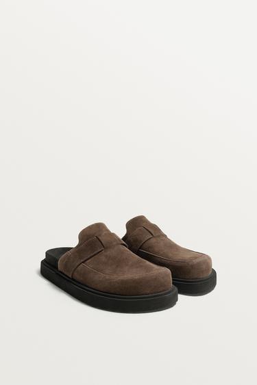 LEATHER CLOGS - Brown by Zara