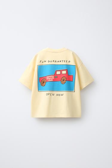 T-SHIRT À IMPRIMÉ ÉLÉMENTS - Jaune moyen de Zara - Image 1