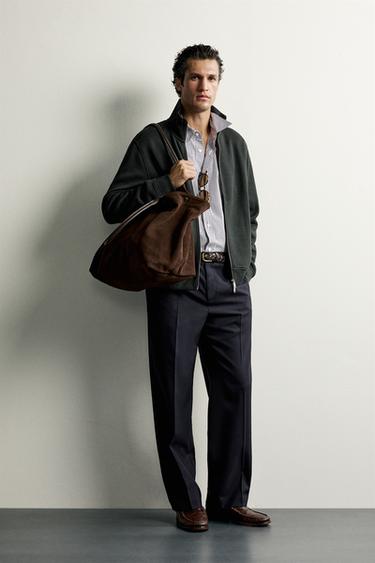 PANTALÓN REGULAR FIT 100% LANA - Marino de Zara - Imagen 0